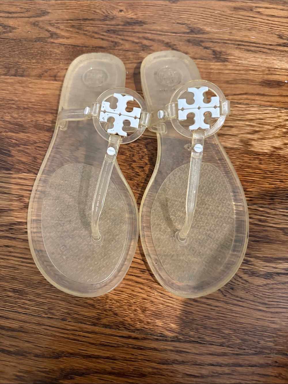 Tory Burch Transparent Jelly Miller Thong Sandals with White Logo